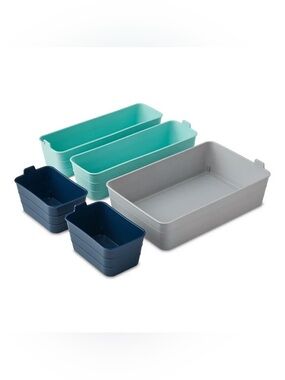 Mainstays 5 Piece Flexible Plastic Drawer Organizer Storage Bin Set NWT